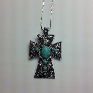 Women's Silver Turquoise cross